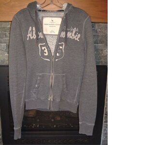 VTG Abercrombie & Fitch Fleece Thrashed Hoodie AF Gray Jacket Full Zip Y2K